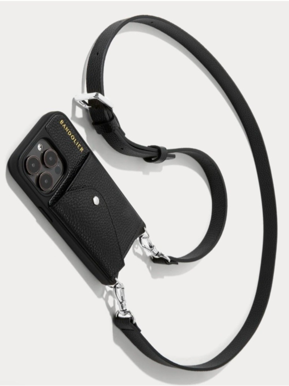 Bandolier iPhone 15 pro max Hailey crossbody phone case in black leather